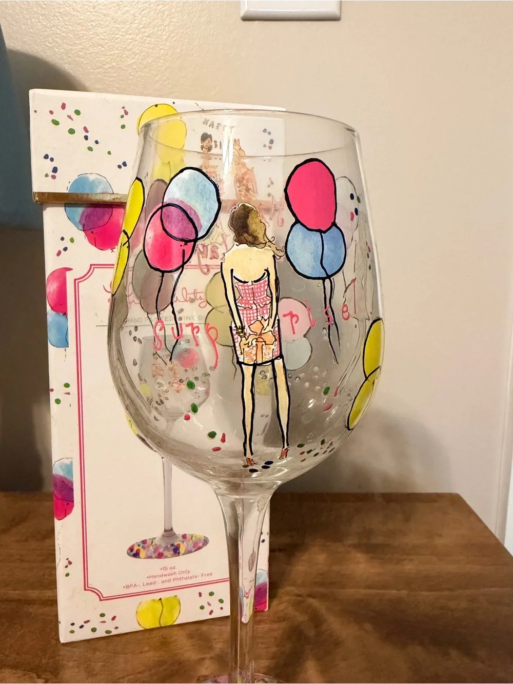 Hand Painted Lilly Pulitzer Birthday Wine Glass